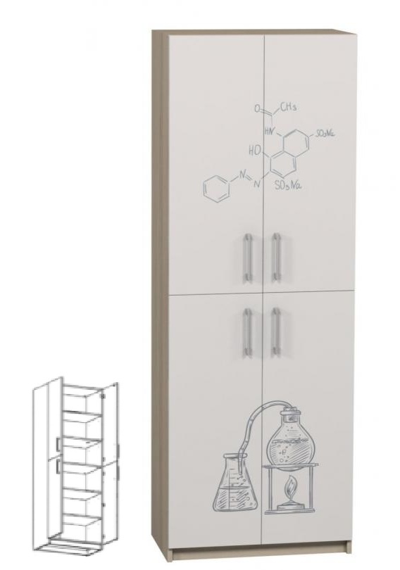 Шафа для предметних кабінетів з фотодруком, 702х405х2115 мм, закрита, 4-х дверна (ЛЕОНТЕК) (7707+Флаб)